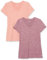 Amazon Essentials T-shirt Stretch et Quick Dry, Col en V et Manches Courtes (Disponible en Grande Taille) Femme, Lot de 2, Prune Teinture Spatiale/Rose Saumon Teinture Spatiale, XXL