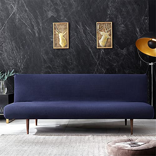 Hiseng Sofabezug 3 Sitzer Ohne Armlehne, Moderner Druck Clic Clac Sofahusse Stretch Schutzhülle Protector Bettcouch Schonbezug Couch überzug Sofabettüberzug (M:150-175cm,Dunkelblau)