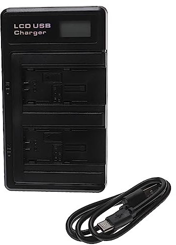 vhbw 2x caricatore duale compatibile con Canon Legria HF R86, HF R88 camera camcorder - Stazione di carica con display