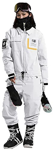 Herren Und Damen Einteiliger Skianzug Einteiliger Schneeanzug Anzug Wasserdicht Und Winddicht Herren Schneeanzug Warmer Skioverall Schneesport,Weiß,M