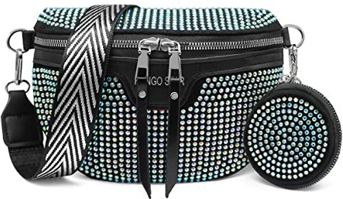 HNOOM Crossbody Bag Damen Breiter Gurt Bauchtasche Damen Leder Brusttasche mit Münze Geldbeutel, Moderne Taschen mit Breitem Schultergurt, Umhängetasche Damen Klein Handytasche (B-Farbe)