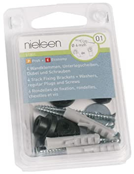 nielsen Galerieschienen Zubehör Wandklammern für Galerieschiene mit Schrauben, Unterlegscheiben und Dübeln (4 Stück/Packung)