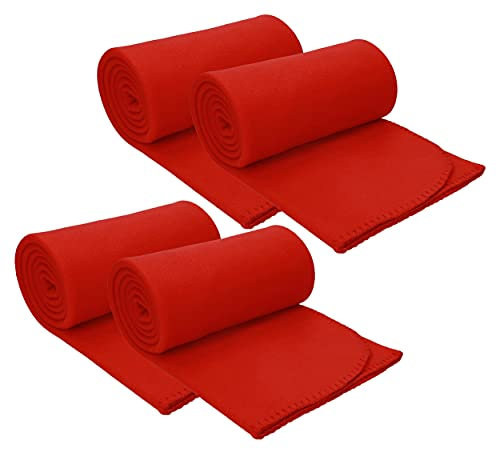 Betz 4 Stück Fleecedecke Kuscheldecke Wohndecke Größe 130 cm x 170 cm Farbe rot
