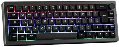 EPOMAKER EK68 (UK-ISO) Wireless Mechanical Keyboard, Knob, Lubed Switch, PBT Keycap, Gasket, Bluetooth/2.4Ghz/USB, RGB Backlit, Mac/PC Programmable Software (Black Silver, Flamingo Switch)