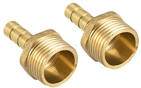 QUARKZMAN 6mm Púas a G3/8 Macho Rosca Tubería x 2uds Recto Latón Espiga Manguera Accesorio para Aire Agua Combustible Neumática Manguera, Oro