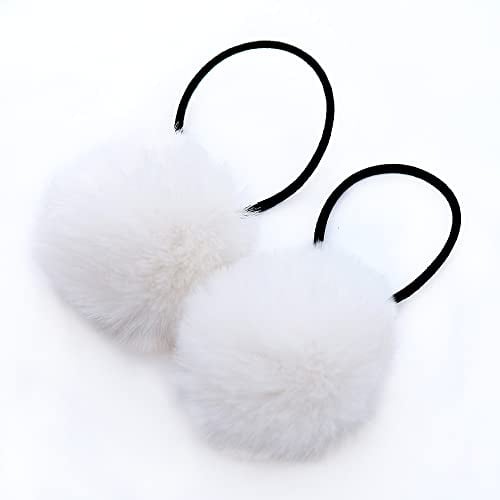 Wambere 10 Stück Nette Kopfbedeckung,5cm Pompom Haarband Baby Haargummi Kleine Kugel Pferdeschwanzhalter Mädchen Pelzknäuel Haargummis Baby Haarschmuck Pferdeschwanz Halter,Weiß
