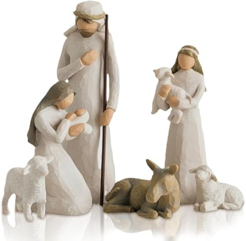 Belén Navidad con Figuras, Figuras Belén Resina, Nacimiento Belen Navidad,Navidad Moderno con Figuras, Juego Figuras Belén Resina, Figuras Navidad, Nacimiento Sagrada Familia, Decoración(Juego