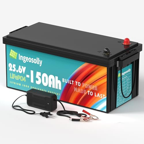 24V 150Ah LiFePO4 batterie al litio, 8000+ ciclo profondo 24V durata decennale della batteria motore in carica, massimo 3,84kwh di batterie al LiFePO4 per RV energia solare di backup energia marina