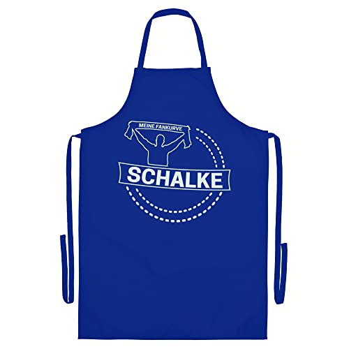 multifanshop Grillschürze - Schalke - Meine Fankurve - Druck weiß - Schürze Größe one size blau