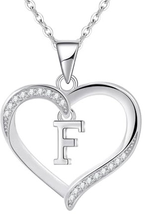 Cosie Lily Geschenke für Frauen Halskette Damen 925er Silber Herz Anhänger mit Buchstabe Sterlingsilber Kette Initialen Kette Silber 925er Ketten Damenschmuck Muttertag Valentinstag