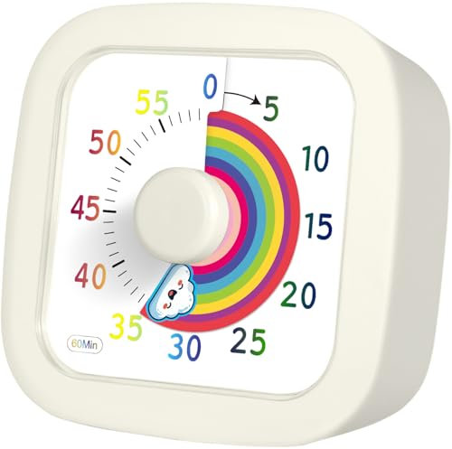 NLMWTI Temporizador Visual, Temporizador de Cuenta Regresiva de 60 Minutos, Gestión del Tiempo Infantil del Cronómetro, Operación Silenciosa, Herramienta de Gestión del Tiempo para Niños y Adultos