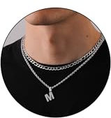 Rajputana Kette Mit Buchstaben,Buchstaben Kette,Halskette Herren,Kette Edelstahl,Kette Jungs,Kette Herren Silber,Ketten für Jungen,Initial Necklace,Chain Letter,Kette Buchstabe M
