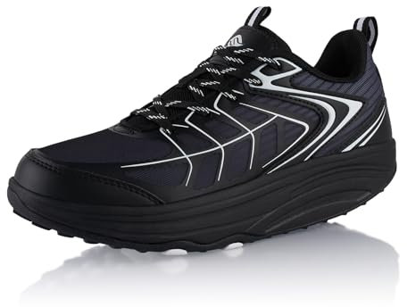 Fusskleidung® Damen Herren Sneaker Abrollsohle leichte Gesundheitsschuhe Schwarz Weiß EU 45