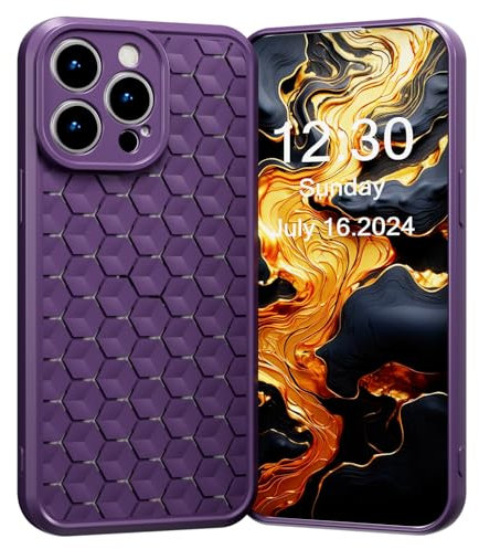 SharkProten Atmungsaktive Hülle für Apple iPhone 12 Pro Max, Wärmeableitung Atmungsaktive Kühlung Hülle, Ultradünne TPU Anti Kratzer Anti Fingerabdruck Handyhülle, Lila