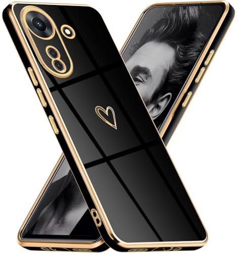 Coque Placage pour Xiaomi Redmi 13C 4G, Brillant Housse de Élégant Modèle de Coeur Conception Miroir avec Protégé Camera TPU Souple Anti-Rayures Antichoc Coque pour Xiaomi Redmi 13C 4G