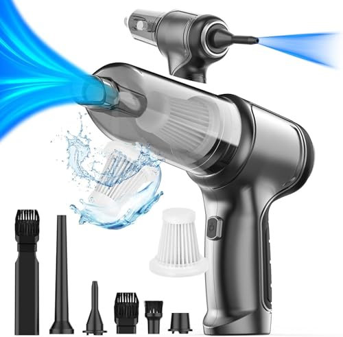 DkevEu 20000Pa Aspirapolvere Portatile Potente,4in1 Ricaricabile Aspirabriciole e Soffiatore per Auto,Mini aspirapolvere senza fili Alta Potenza Aspirazione,Pulizia per Capelli, Auto (nero)