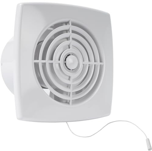 Vent Systems 125 mm elektrisch Badventilator - Weiß mit Zugschalter - Wand, Deckenmontage - geräuscharmer Abluftventilator - energieeffizienter Ventilator für Haus, Küche, Garage