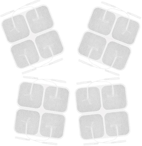 16 Stück TENS-EMS Elektroden Pads, TENS Gerät Elektroden Pads mit 2mm-Stecker-Anschluss, Klebe-Elektroden, Selbstklebende Wiederverwendbar Tens Elektroden für TENS Maschine (50X50 mm)