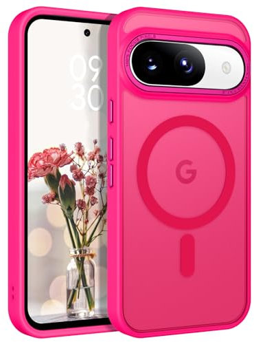 VENINGO Cover per Google Pixel 9/9 Pro Compatibile con Tecnologia MagSafe: Protezione Ottimale, Design Elegante, Compatibilità Perfetta, Colore Alla Moda, Rosa Brillante