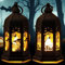 2 Stück Halloween Deko Laterne, Halloween Laterne Outdoor mit LED Kerze, Halloween Deko Garten , Herbstdeko Laterne Kerzen, Kürbislaterne zum Aufhängen Herbst Innen Außen Baum Licht
