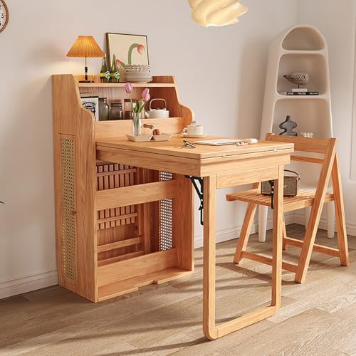 Mavdecll Extendable Dining Table with Storage, Modern Rectangle Multifunctional Kitchen Console Table with 2 Chairs, Provide a Different Kind Of Dining Space and Convenience
