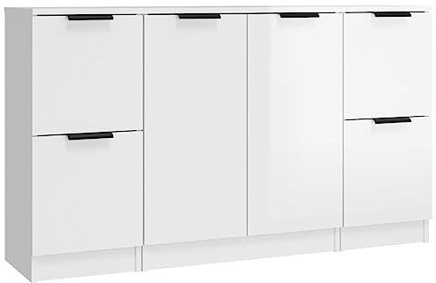 QJBSAVVA Küchen Schrank Küchenunterschrank Kitchen Cabinet Kleiner Schrank - Sideboards 3 STK. Hochglanz-Weiß Holzwerkstoff für Schlafzimmer Küche Flur Outdoor