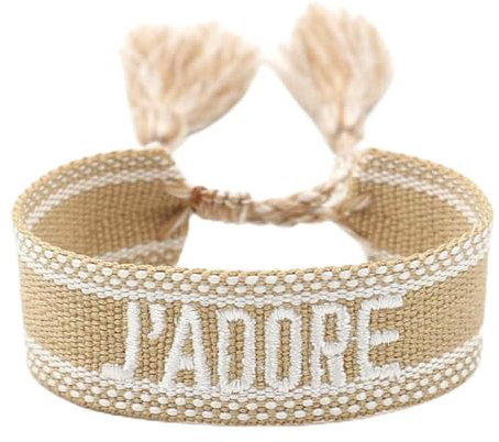 Ormromra Generisch Bracelets tressés, brodés à la main, bracelets d'amitié réglables, bracelet bohème, bracelet en tissu à glands, beige pour femme, Non