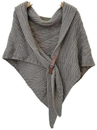 LIUYUYOUGO Stola Damen Festlich,Dreieckstuch Für Damen Warmer Winter-Strickschal Mittelalterlicher Vintage-Strickschal Kuscheliger Wickelschal Damenponcho Unregelmäßiges Grob Gestricktes Halstuch
