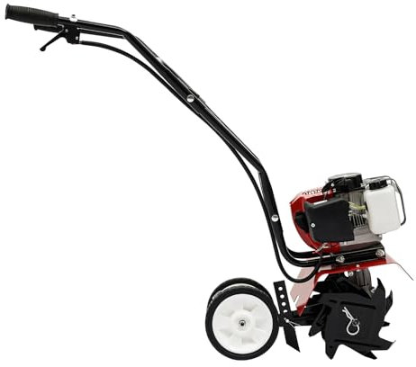 WooDerson 52CC Bodenfräse Gartenfräse Benzin 2-Takt, Mit Motorhacke 4-Klingen, Gewindegriff, 30cm Arbeitsbreite, 3-12cm Tiefe, Unendliche Drehzahlregelung Kultivator, Luftgekühlt