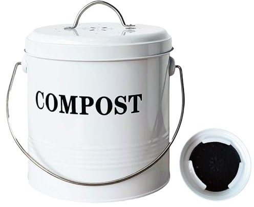 Easylife 5L Kitchen Compost Bin (Dia. 18 x H17.5cm). Food Caddy Bins for Kitchen Scraps, Compost Bins for Kitchen Recycling and Waste, No Bags Needed, Odour-Free Food Bin Caddy - Fully Guaranteed