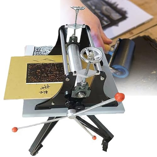 ZHIXUMM Manuelle Flachdruckmaschine, 320 X 500 Mm Linolschnittpresse, HöHenverstellung, Handhebelpresse, Buchdruckpresse, FüR Holzschnitttinte, Linolschnitte