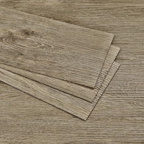 Yenhome 17 Planks Vinyl Flooring Self-Adhesive Brown 15 x 90 cm PVC Flooring Self-Adhesive Wood Grain Floor Tile for Bedroom Wood Plank Effect Vinyl Flooring Kitchen Living Room Durable