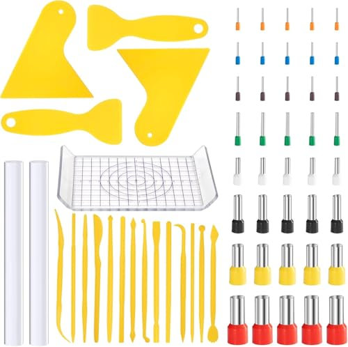 Polymer Clay Werkzeuge Set, 61 Stück Polymer Clay Tools mit Kreis Werkzeug Polymer Clay Cutter, Ton Roller, Acrylplatte Kunststoff Schaber für DIY Kunst Handwerk Basteln