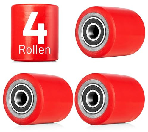 4er Pack Lastrolle PU Laufrolle 80x93mm Rolle Hubwagen Gabelhubwagenrolle Hubwagenrolle Polyurethan rot