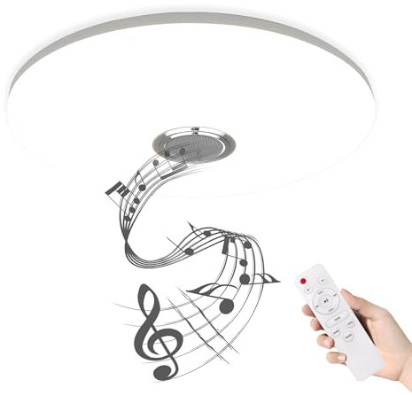 LZQ 60W LED Deckenleuchte mit Bluetooth Lautsprecher, RGB Farbwechsel und Dimmbar, Steuerung via App und Fernbedienung, für Wohnzimmer, Schlafzimmer, Küche
