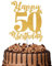 1Pc Happy 50th Birthday Cake Topper Glitter Cheers to 50 Years Cake Topper 50 Fabulous Cake Decoration for Happy 50th Birthday Party Cake Decorations Supplies Gold