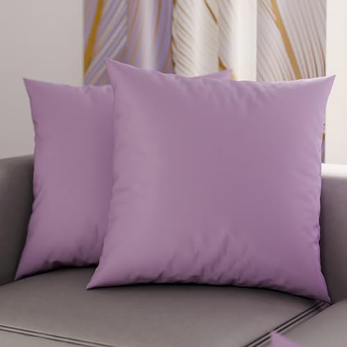 PETTI Artigiani Italiani - Coppia di Federe Cuscino 40x40 cm in Microfibra, Cuscini Arredo Camera da Letto, Divano, Set 2 Fodere Copricuscino, Federa Tinta Unita Lilla, 100% Made in Italy