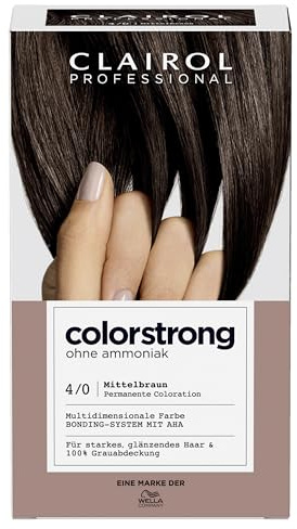 CLAIROL PROFESSIONAL colorstrong dauerhafte, multidimensionale Haarfarbe ohne Ammoniak - mit stärkendem AHA-Bonding-System - 4/0 Mittelbraun
