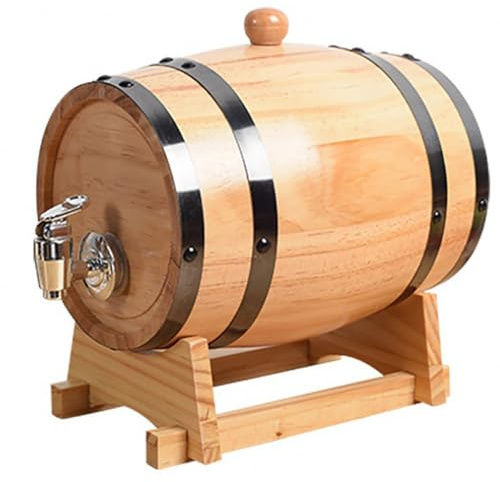 Weinfass Aus Eiche, Holzfass Mit Zapfhahn & Ständer, Ovales Wein & Whiskey Fass Zur Aufbewahrung Und Reifung, Dekoratives Schnapsfass für Zuhause, Bar & Party(1.5L)