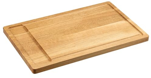 KESPER Schneidebrett Eichenholz | FSC®-zertifiziert | Mit Vertiefung | BIOFA-Öl feuchtigkeitsabweisend | 45 × 28 × 2 cm | 49300