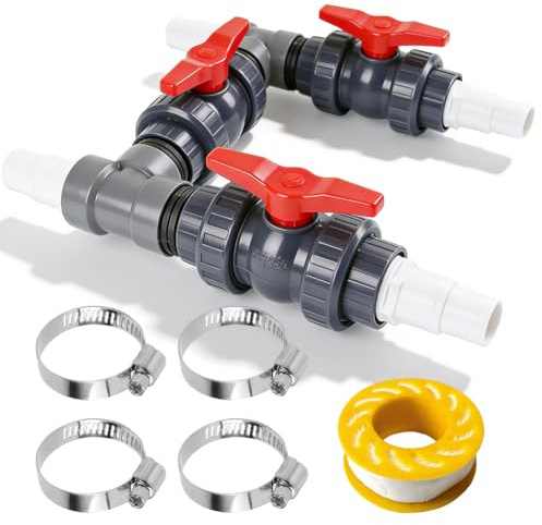 Zinueen Bypass Pool Set für Wärmepumpe Ø 50 mm, Inkl. 32mm/38mm Schläuche & 3 Kugelhähne, Pool Bypass Set für Poolheizung, Wärmepumpe Pool Anschluss-Set