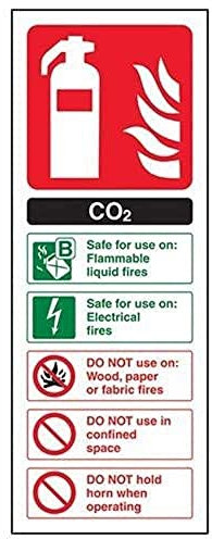 VSafety Co2-ID-Feuerlöscher-Schild, Hochformat, 75 mm x 200 mm, 2 mm starrer Kunststoff