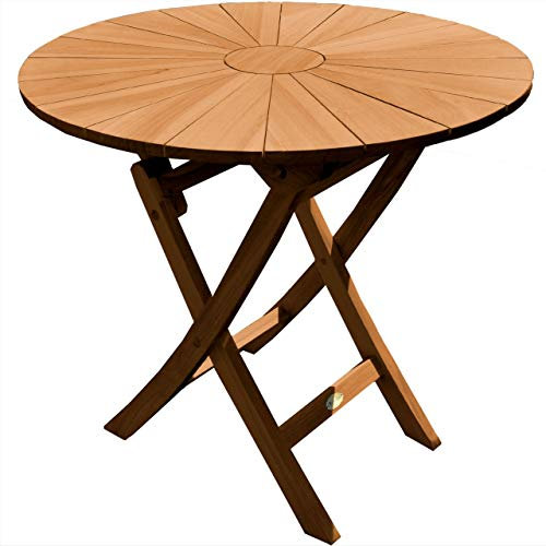 Klapptisch rund Sassari Teak Massivholz Durchmesser 80 cm