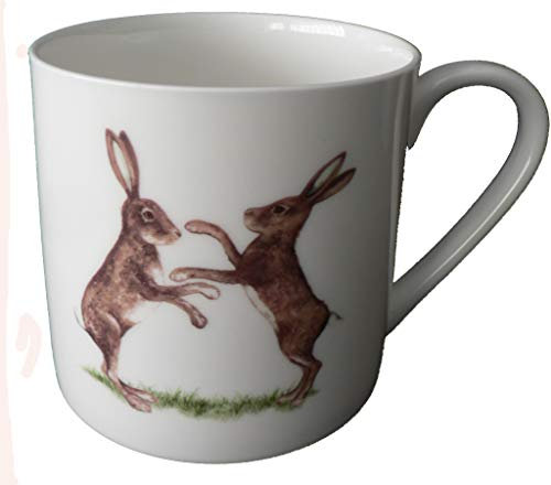 Hares Pint Mug - Bone China Mug Decorated All Round with Cute Hares