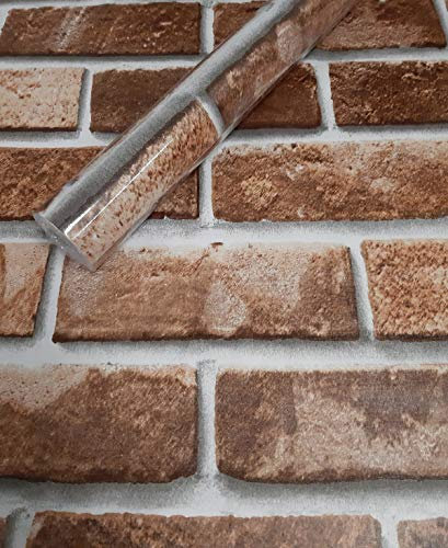 Visario Tapeten Folie 3000-S selbstklebend Ziegelsteine Dekor 10 m x 45 cm Dekorfolie Möbelfolie Tapete 3058