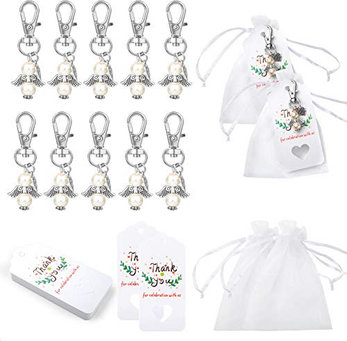 Naler Schutzengel Anhänger, 72 Stück Gastgeschenke Taufe Schlüsselanhänger Set mit Organzasäckchen für Hochzeit Kommunion Gast Geschenke Abschiedsgeschenke Party