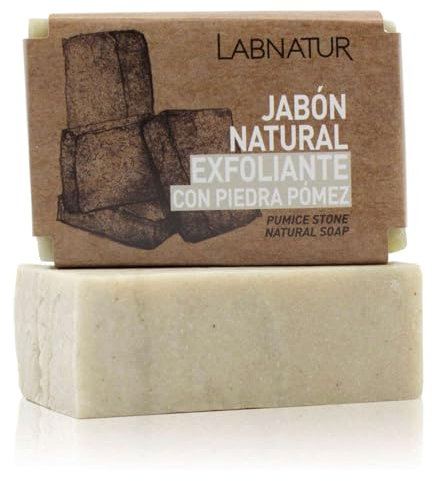 Labnatur Jabón Natural de Piedra Pómez – Vegano y Artesanal con Polvo de Pómez y Oliva – Exfolia, Suaviza y Renueva – Elimina Impurezas – Hecho en España – 100g