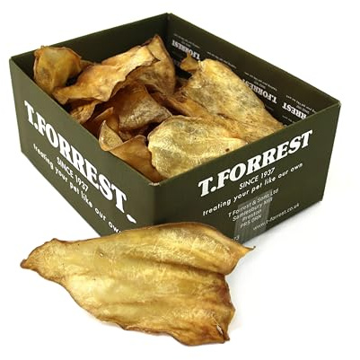 T. Forrest Cows Ears for Dogs - 20 Pack, Natural Air-Dried Long-Lasting Chews, High Protein, Grain-Free Dental Treats - Healthy Dog Chews for All Breeds & Sizes - 1kg