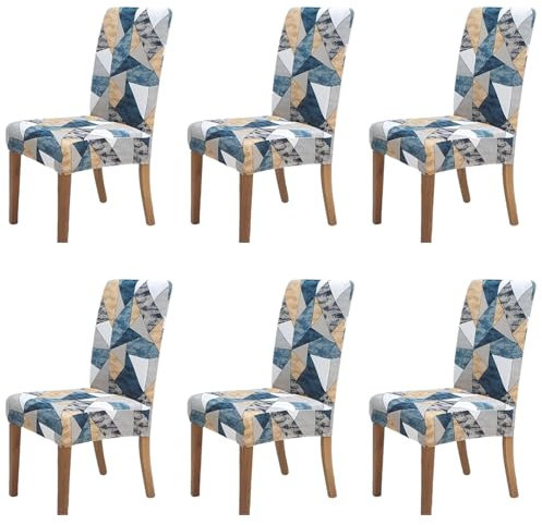 Housse de Chaise, 6 Pieces Extensible Amovible Lavable Moderne Couverture de Chaise pour Salle à Manger Slipcover-Décoration Bouquet de Mariage, Hôtel, Restaurant