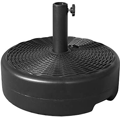 SKYLANTERN Dalle de Lestage pour Parasol 17 litres Design Rotin - Dalle Parasol de Jardin Effet Rotin Idéal pour Parasol Plage, Parasol Balcon et Parasol de Jardin Exterieur